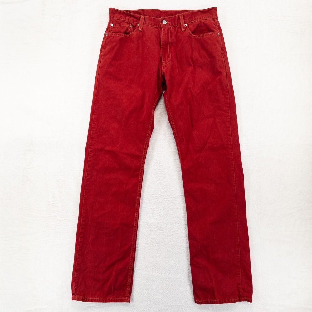 Levi's Mens 514 Straight Fit Pants 34x34 Red Cotton Twill Casual 5 Pocket